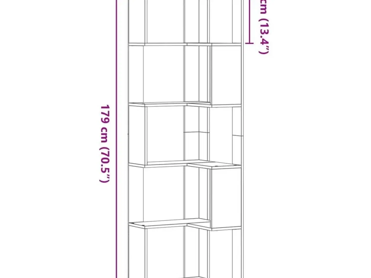 Billede 9 - Bogreol til hjørne 50x50x179 cm 5 hylder konstrueret træ hvid