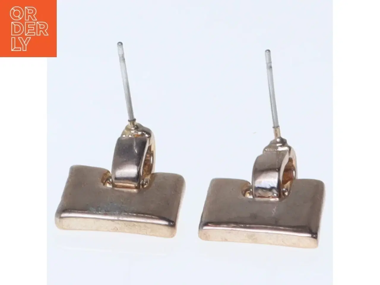 Billede 2 - Øreringe med rød emalje og klare sten (str. 1,5 cm)