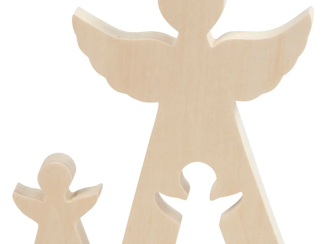 Billede 1 - 2i1 Engle Figur Sæt i Lyst Træ - Charmerende Indretning