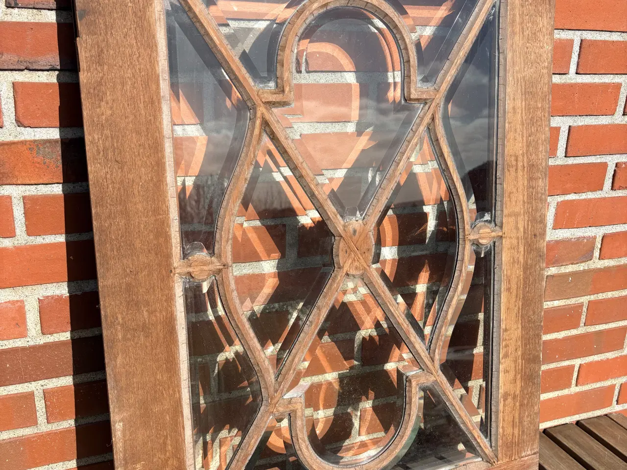 Billede 4 - Unik antik egelåge med fasetslebet glas – 92x66 cm