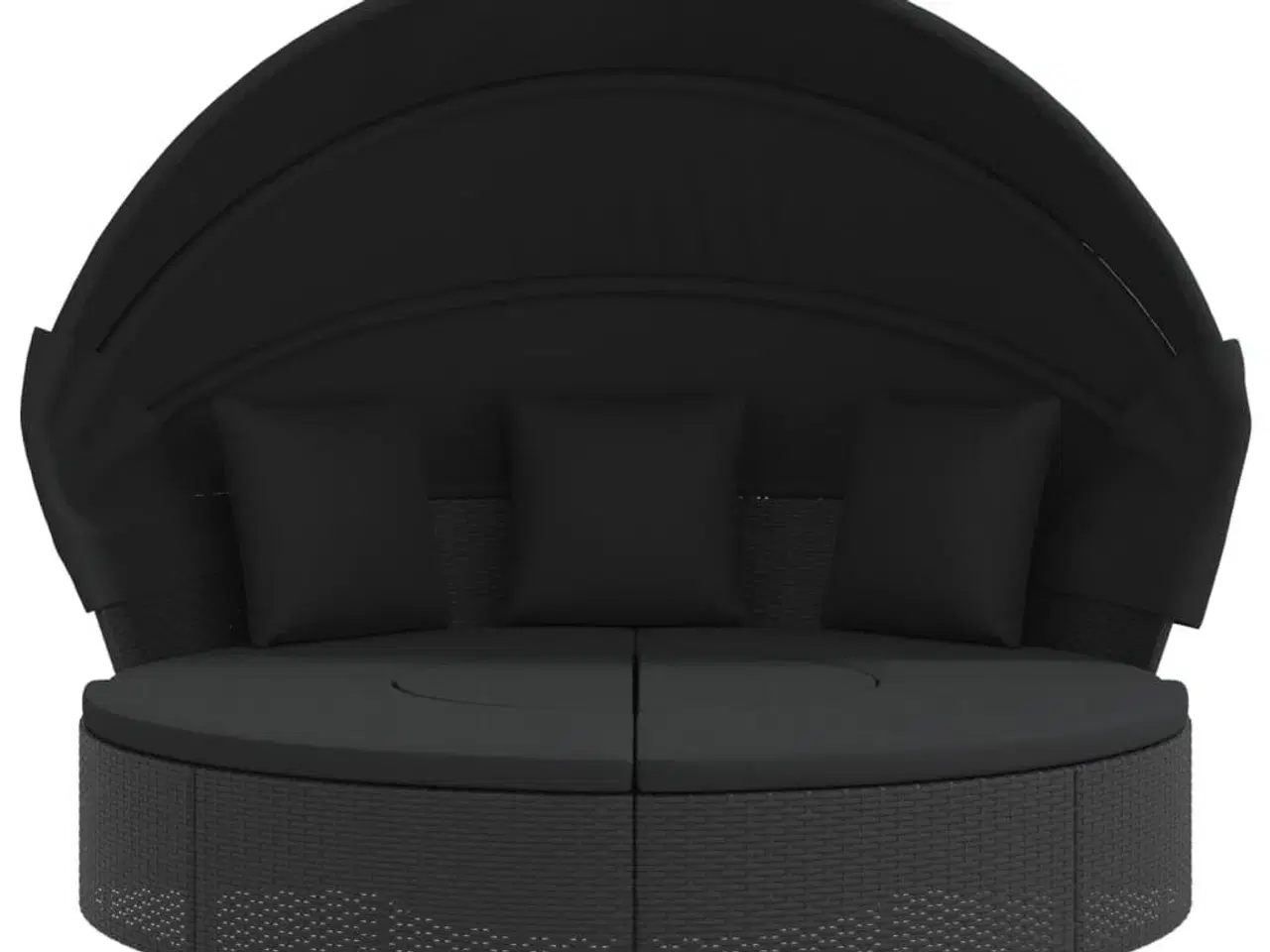 Billede 3 - Udendørs loungeseng med tag og hynder polyrattan sort
