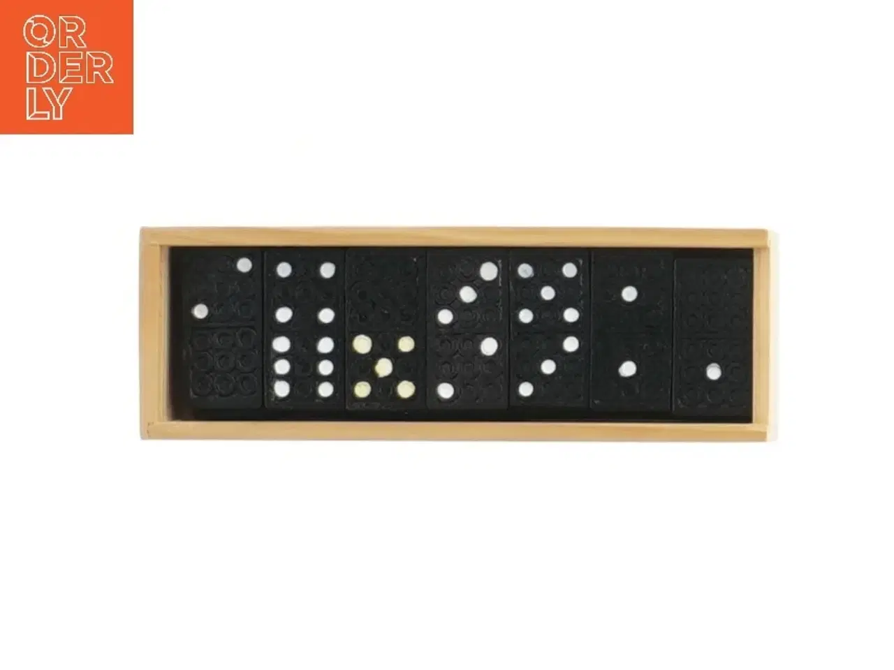 Billede 1 - Domino-spil i trææske (str. 15x5x3,5 cm)