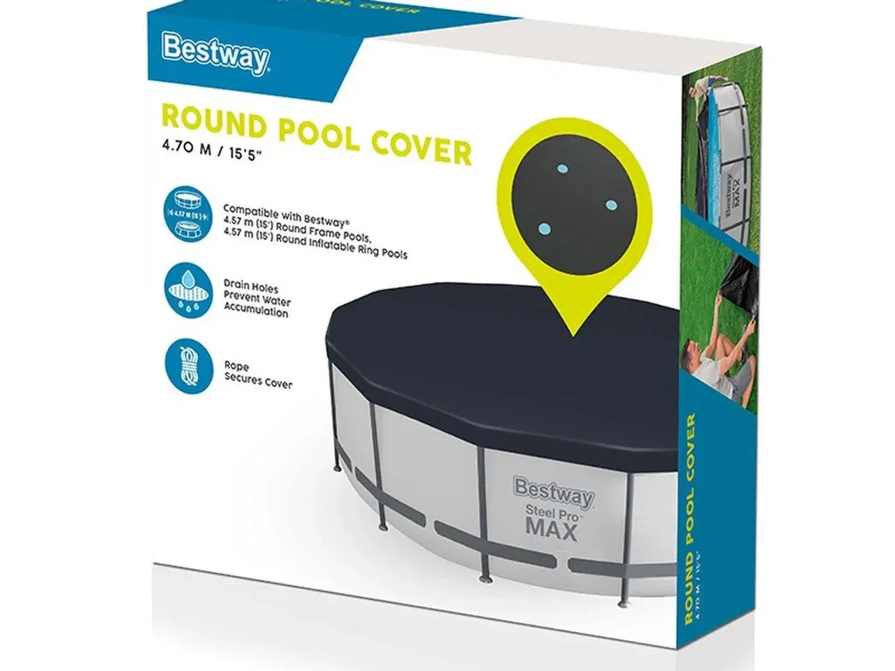 Billede 3 - Bestway poolovertræk - sort rund Ø 457 cm
