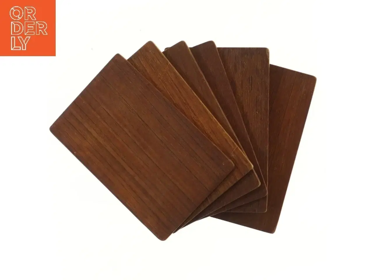 Billede 1 - Sæt af 6 teaktræ glasbrikker (str. 6 stk 18x12 cm)