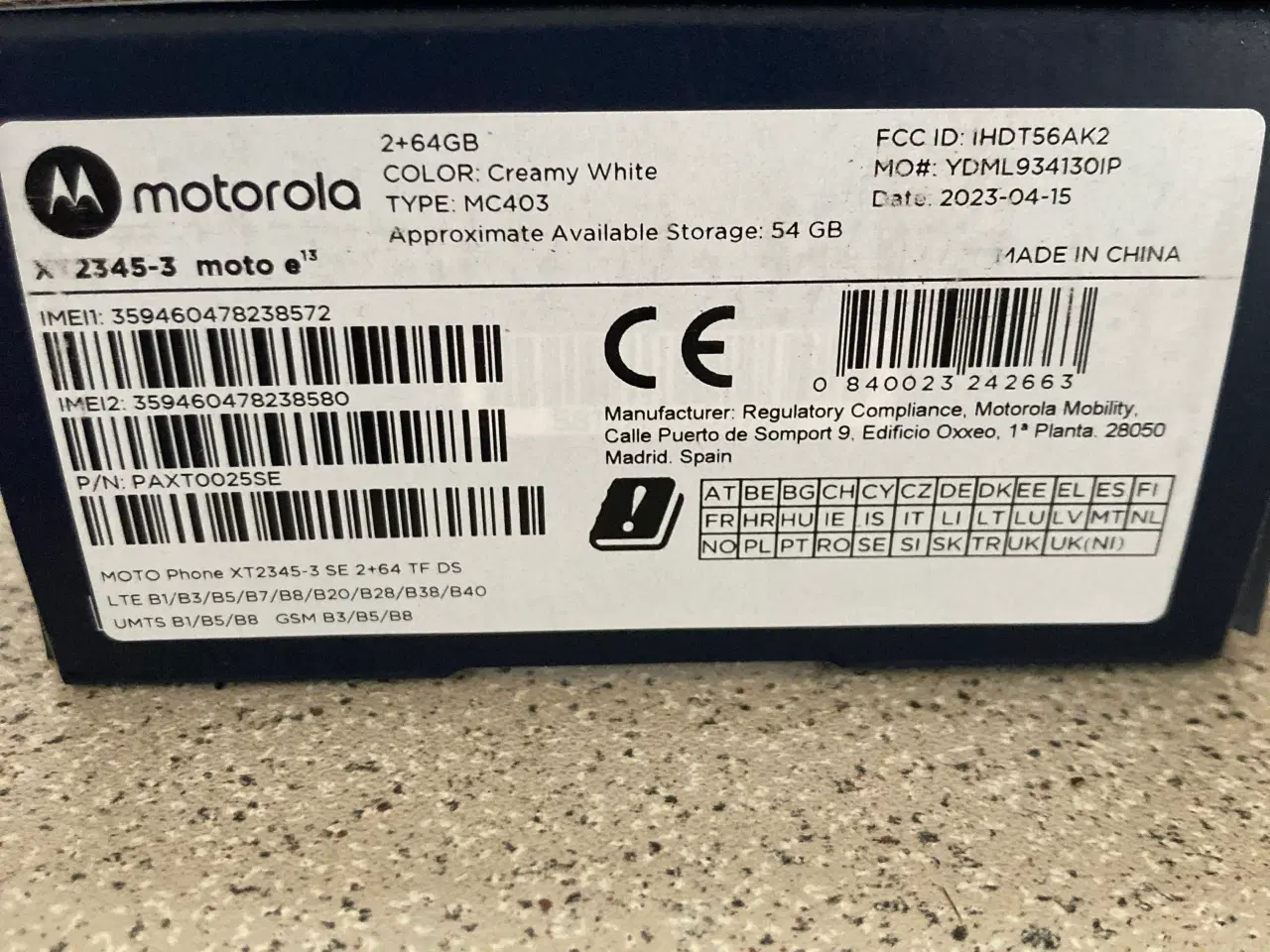 Billede 1 - Motorola e 13 sprit ny