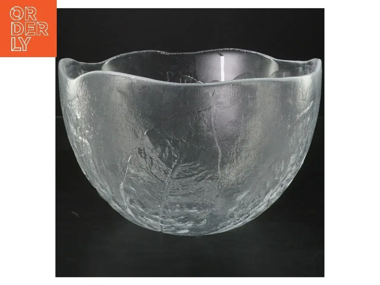 Billede 1 - Glas skål med bladmønster (str. Ø 23 cm)