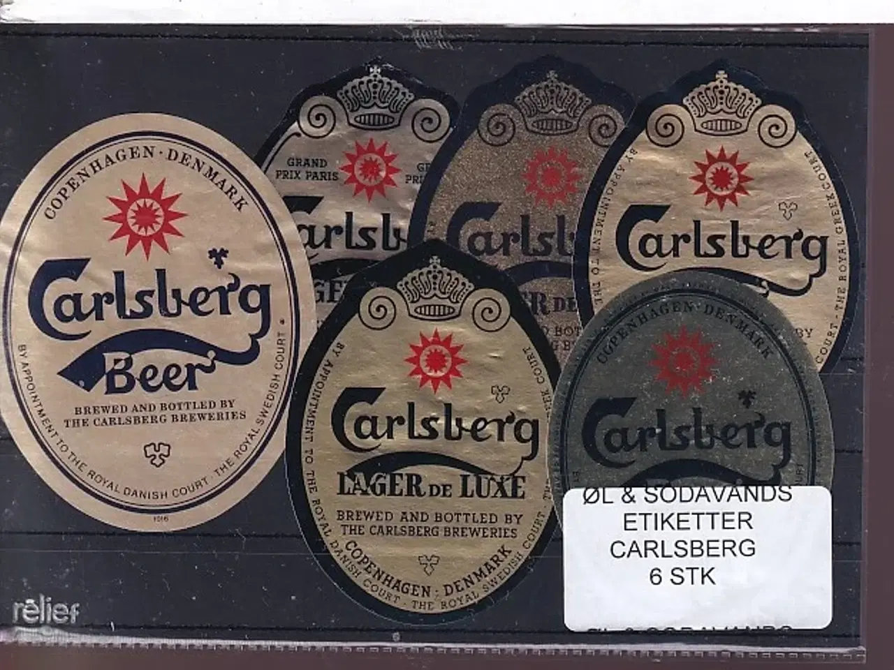 Billede 1 - Øl og Sodavands Etiketter - Carlsberg - 6 Stk.