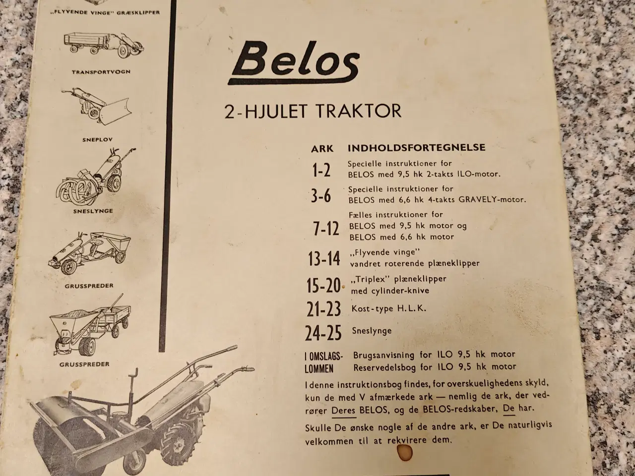 Billede 1 - Instruktionsbog til belos/gravely 