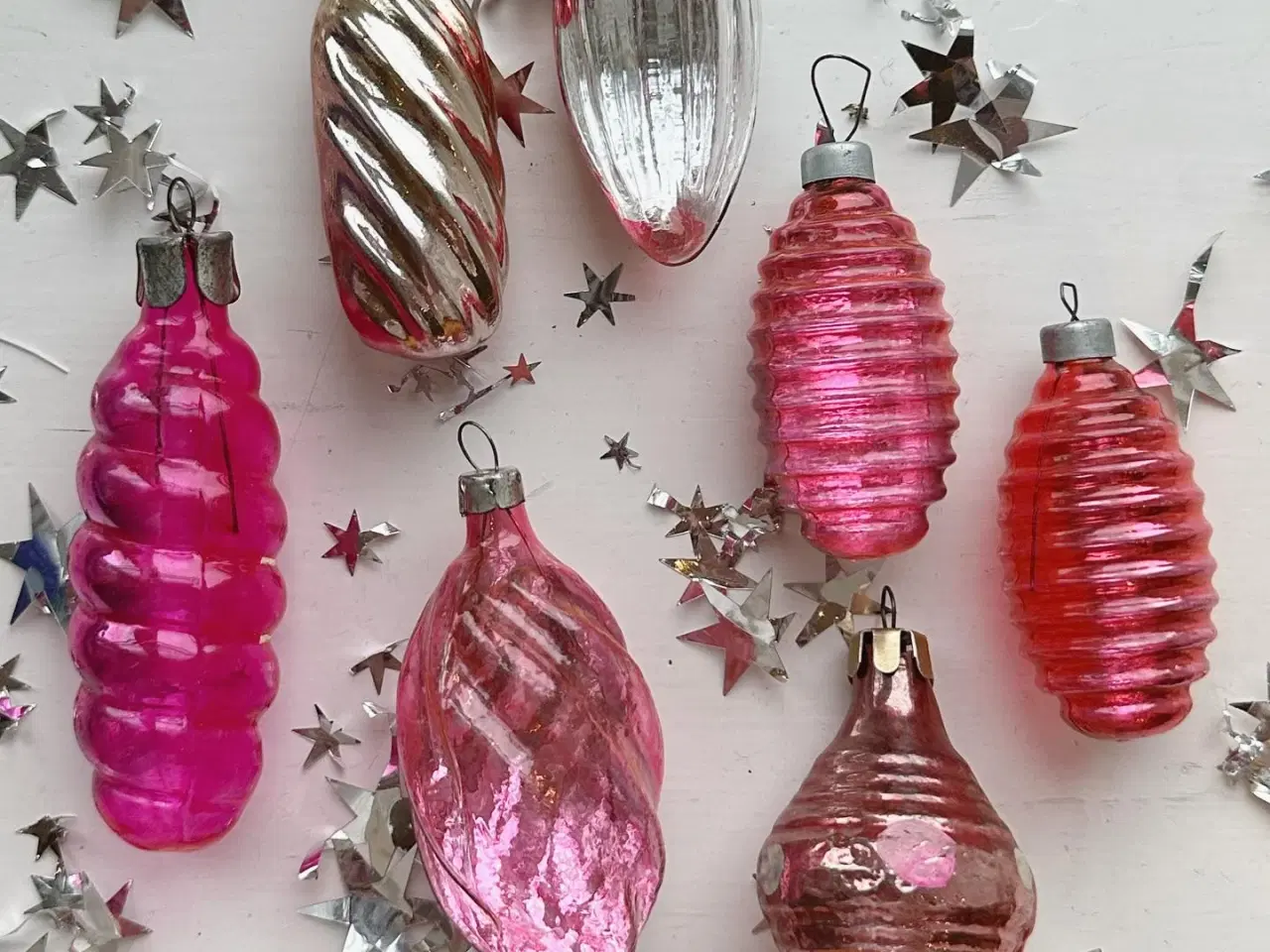 Billede 3 - Vintage julekugler, rosa sæt, 7 stk samlet