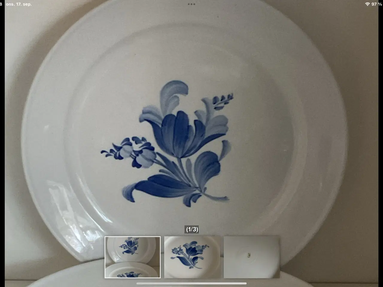 Billede 1 - Fattigmands blå blomst tallerkener 