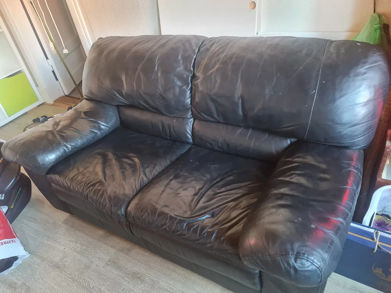 Billede 1 - Sort læder sofa 150cm
