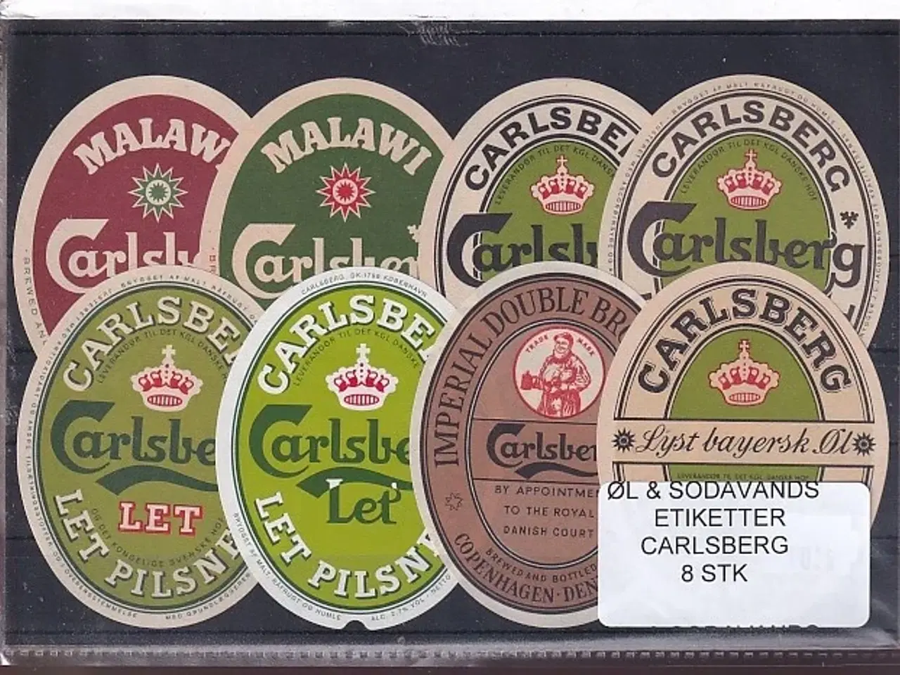 Billede 1 - Øl og Sodavands Etiketter - Carlsberg - 8 Stk.