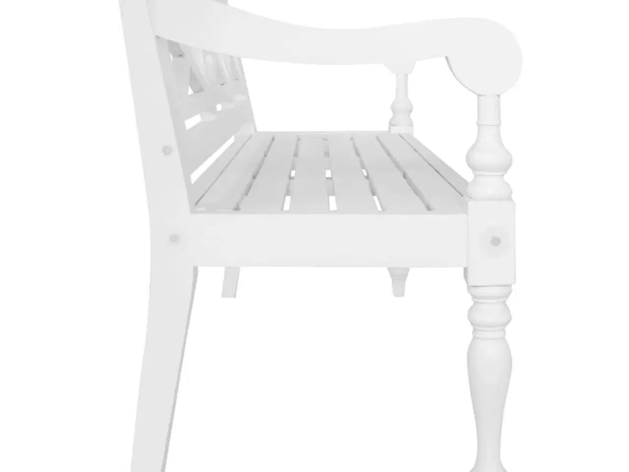 Billede 3 - Batavia-bænk 123 cm massivt mahognitræ hvid