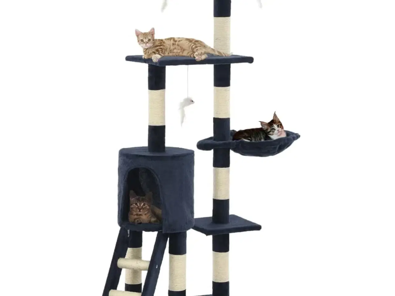 Billede 1 - Kradsetræ til katte med sisal-kradsestolper 138 cm mørkeblå