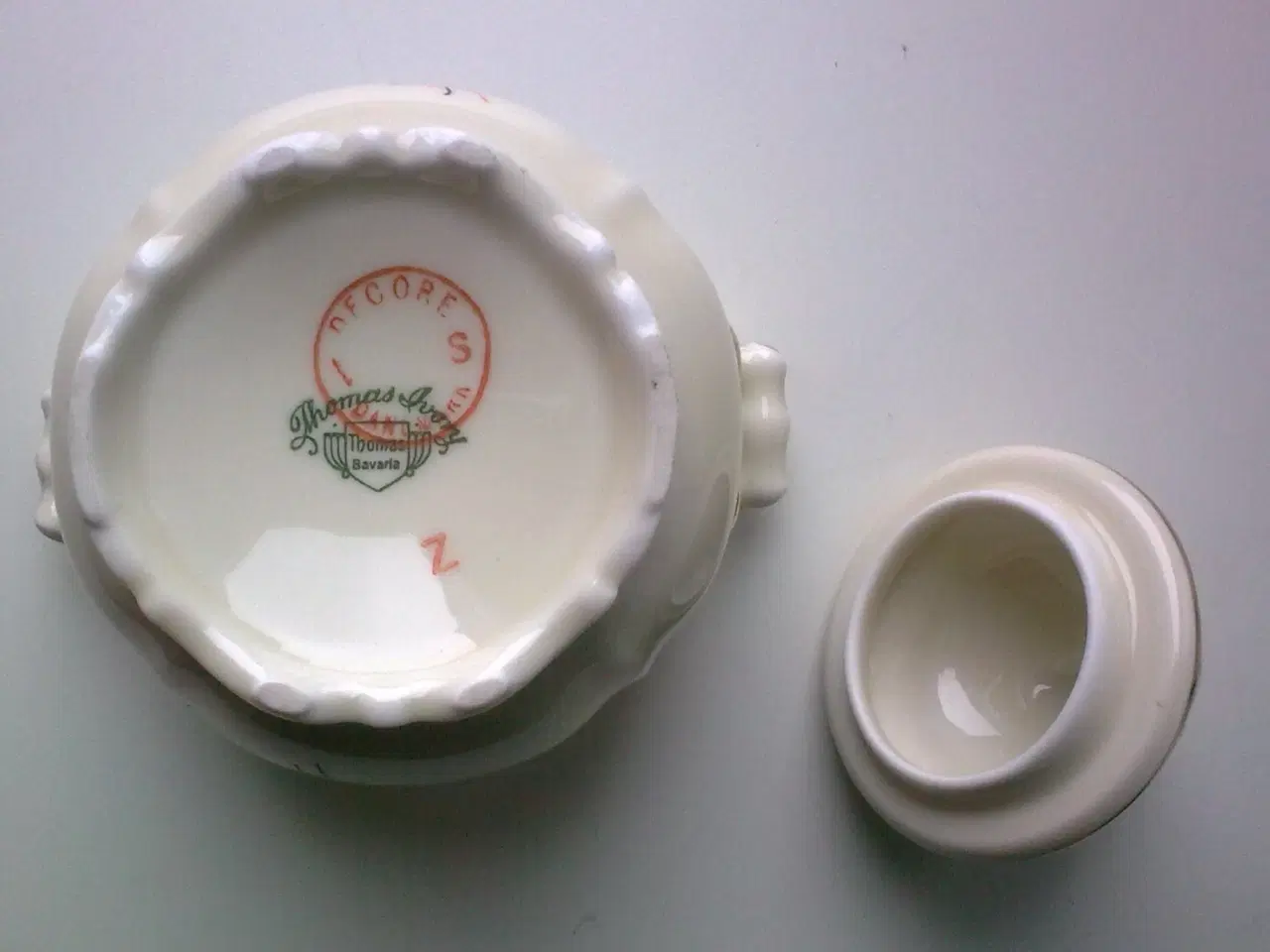 Billede 6 - Art deco dansk RØD BLÅ nelliker på krukke m guld