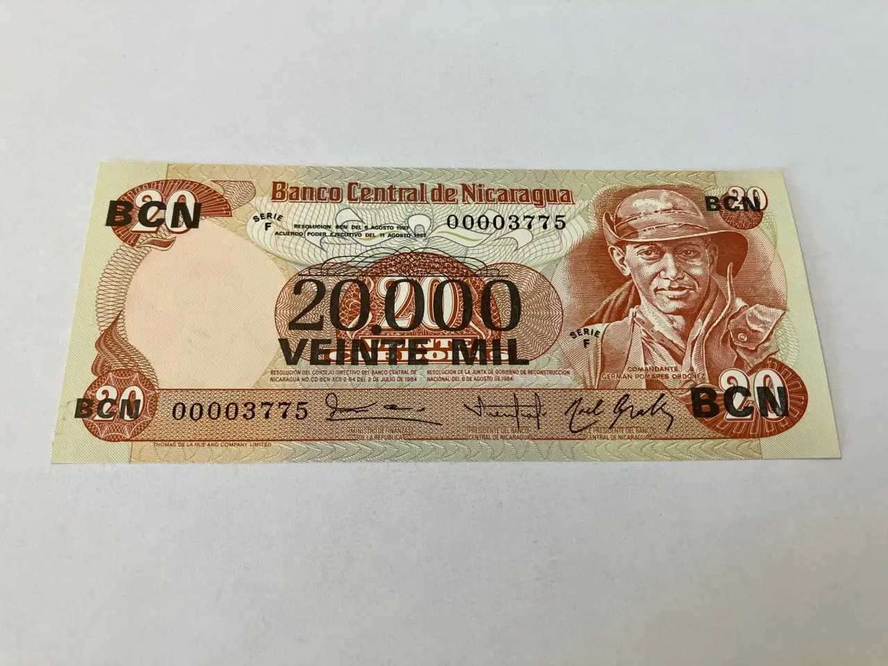 Billede 1 - 20000 Cordobas on 20 Cordobas Nicaragua 1984