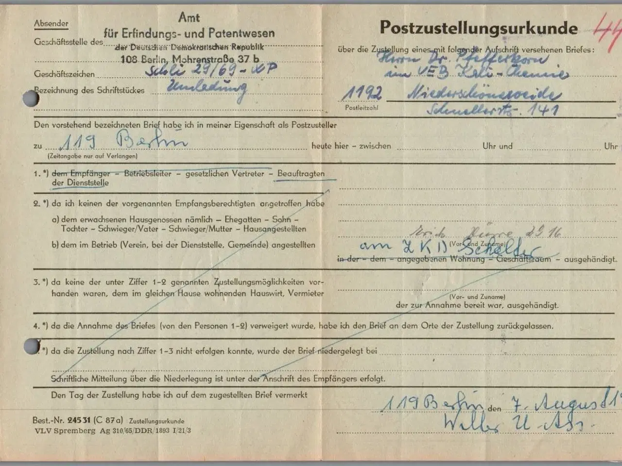 Billede 1 - Postpapirer - Berlin - DDR - 1969