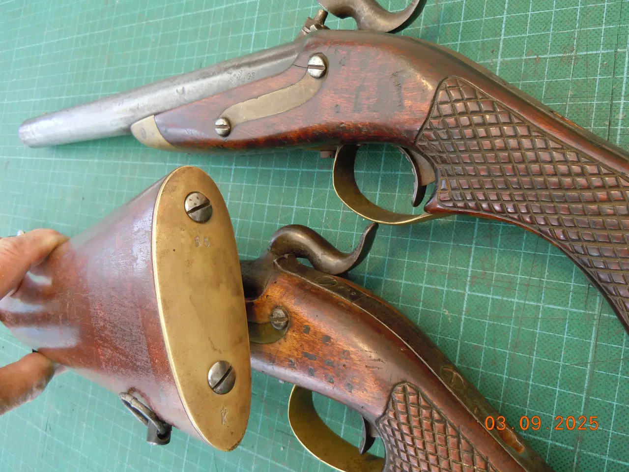 Billede 8 - Pistolsæt M-1850 med løskolbe, flankørpistoler.