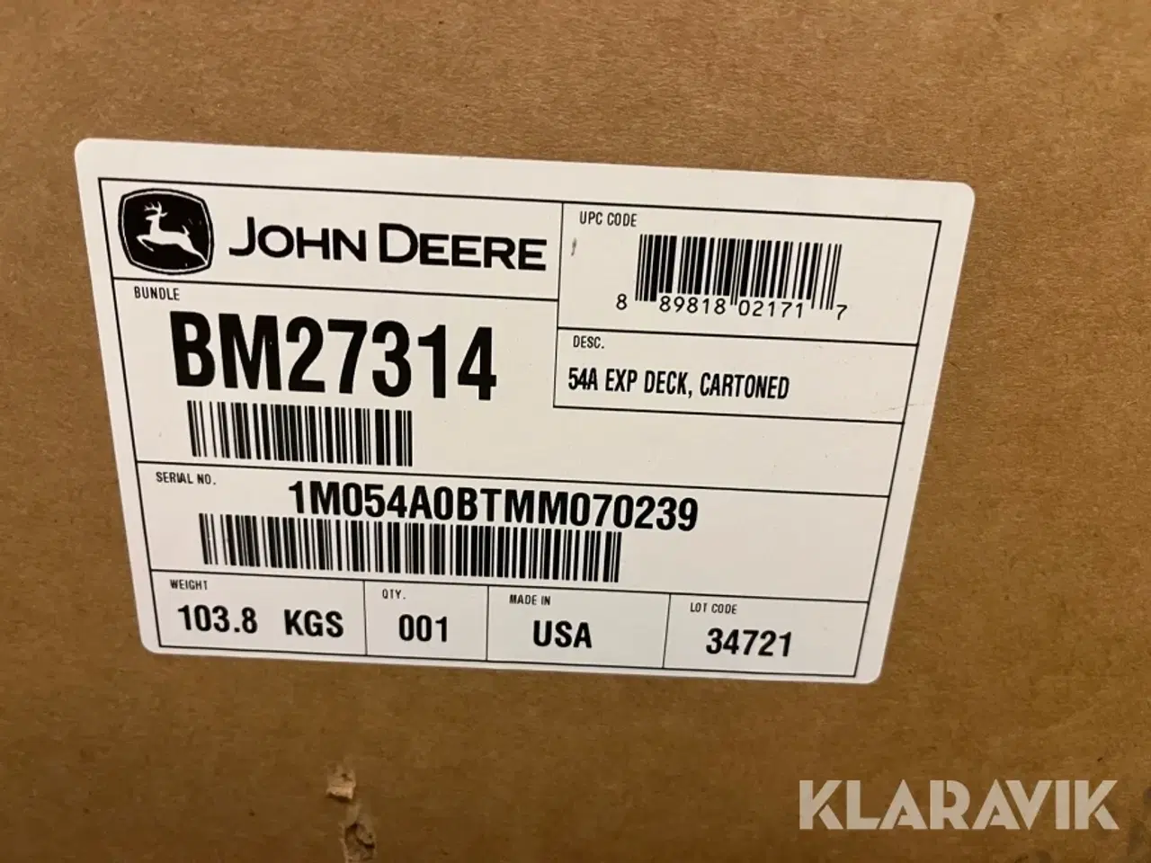 Billede 8 - Klipperbord John Deere 54A Mower