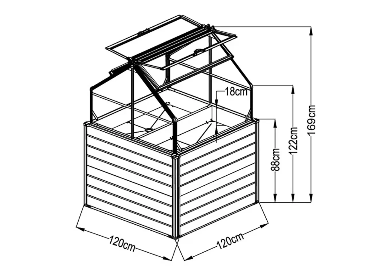 Billede 10 - Minidrivhus 1,2x1,2x1,69m, 1,44m², Hvid