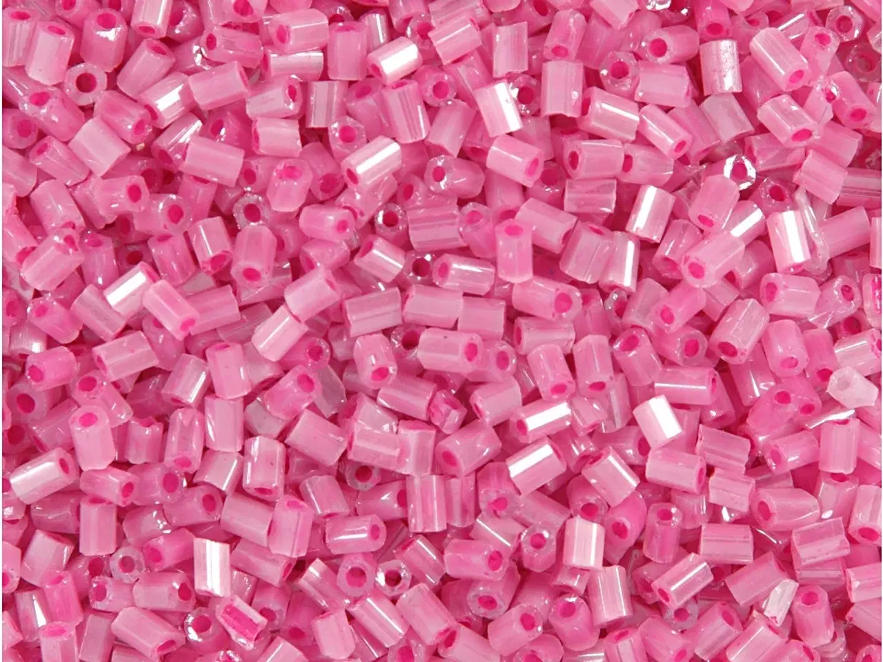 Billede 1 - Rocaiperler 2-cut, diam. 1,7 mm, str. 15/0, hulstr. 0,5 mm, rosa, 500g/ 1 ps.