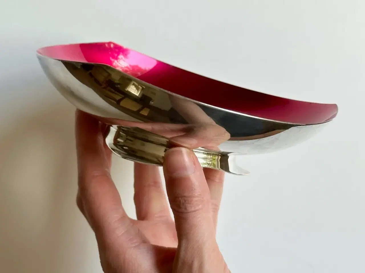 Billede 4 - Sølvbelagt skål m rød emalje