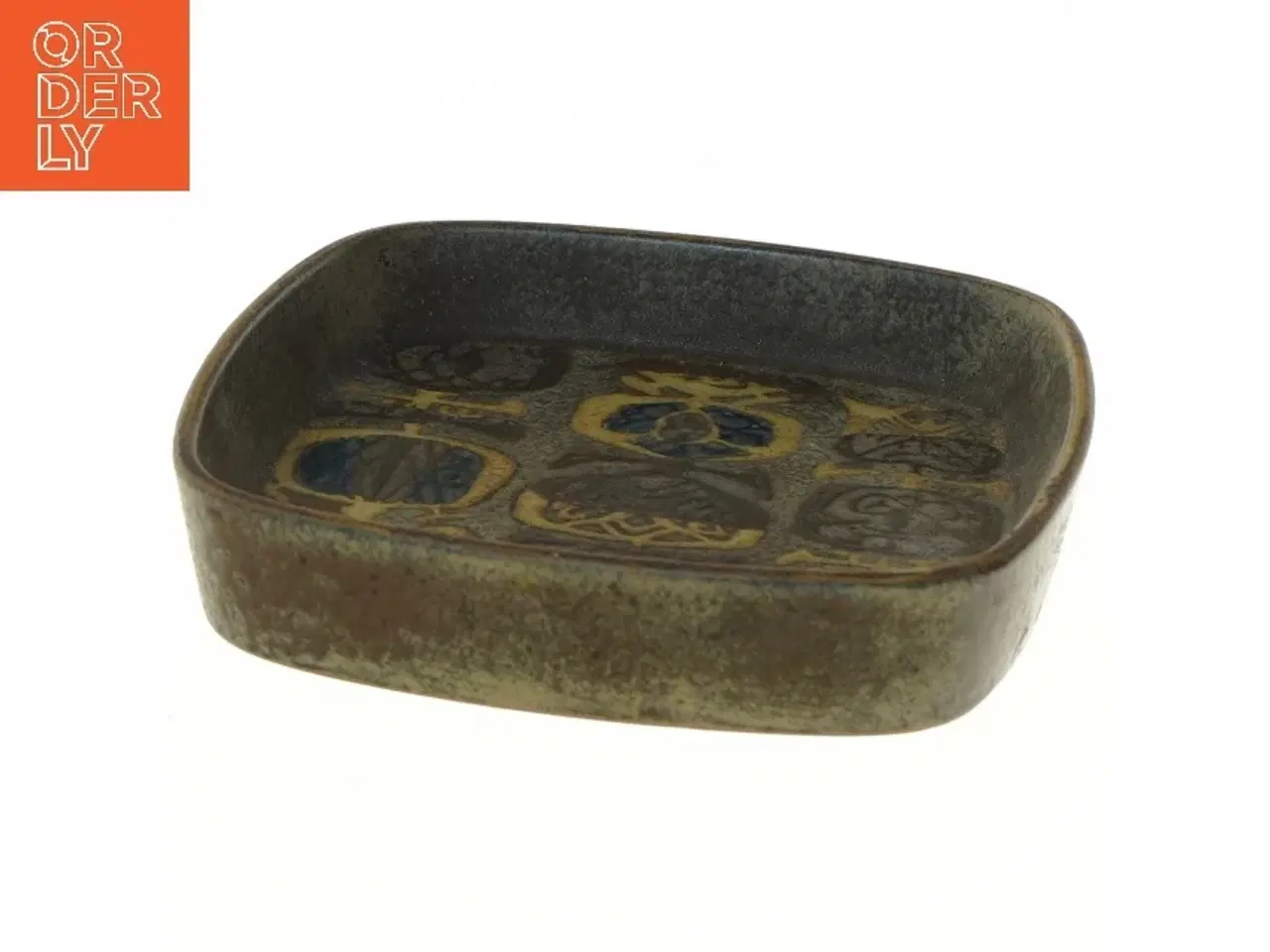 Billede 2 - Kvadratisk porcelænsfad med mønster fra Royal Copenhagen (str. 3,5x15,5x15,5 cm)