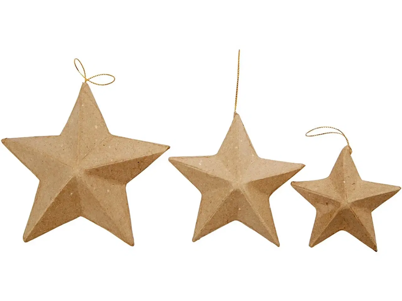 Billede 1 - Håndlavede Papmaché Stjerner - 6 stk. i 3 størrelser