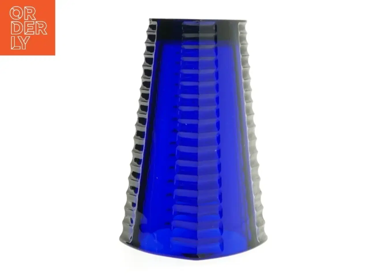 Billede 2 - Blå vase i presset glas (str. 20 cm)