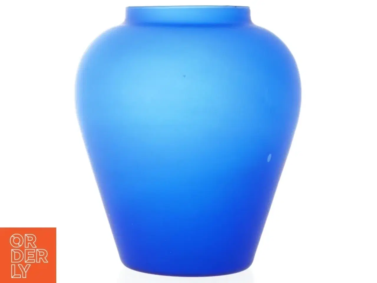 Billede 1 - Blå vase, matteret glas (str. 15,5 x 13 cm)