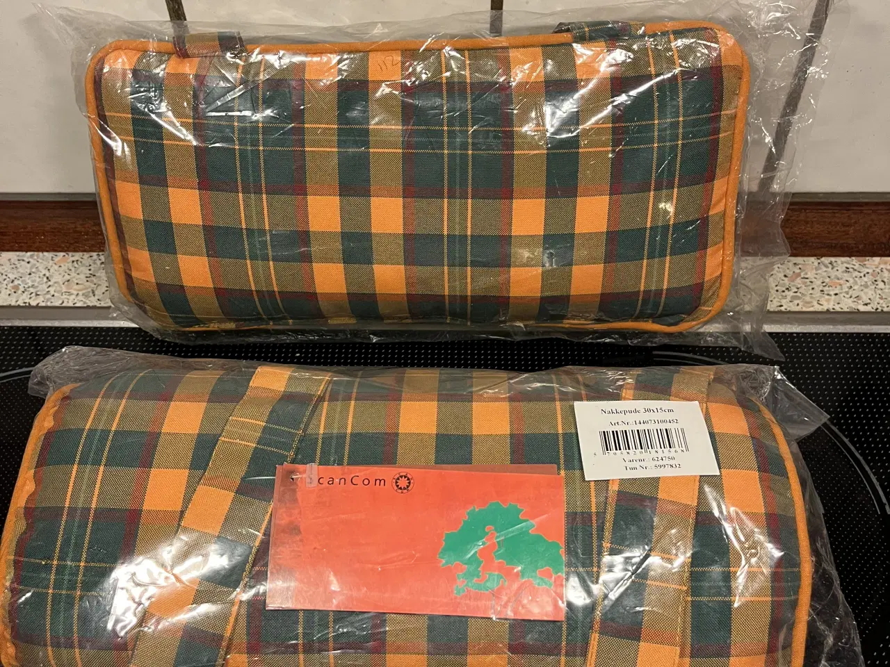 Billede 1 - Nakkepuder ternede orange/grøn