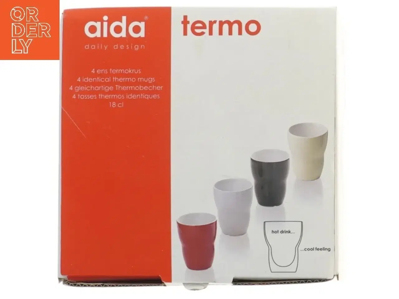 Billede 1 - Sæt af 4 termo krus fra Aida (str. 4 stk Ø 8 cm længde 10,5 cm)