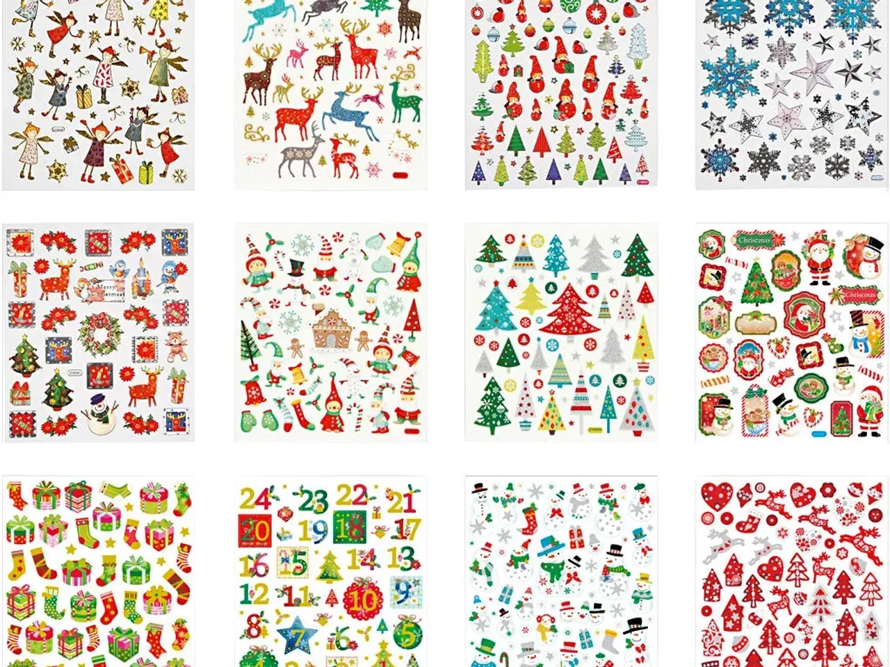 Billede 1 - Julestickershæfte med 12 ark - Glitrende designs