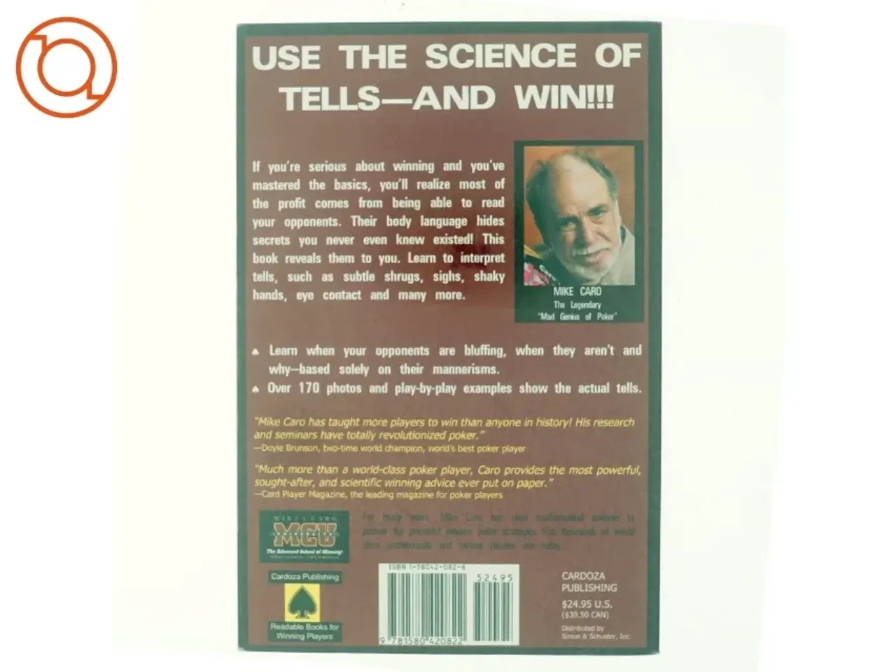 Billede 3 - Caro&#39;s book of poker tells : the psychology and body language of poker af Mike Caro (Bog)