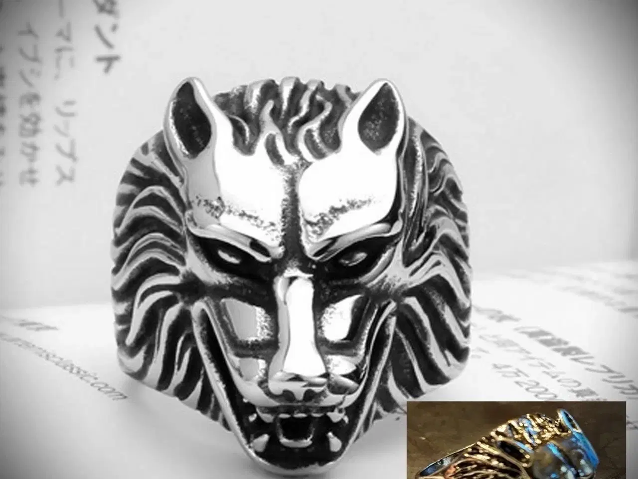 Billede 1 - * Fedeste fingerring formet som løve hoved  - i Ti