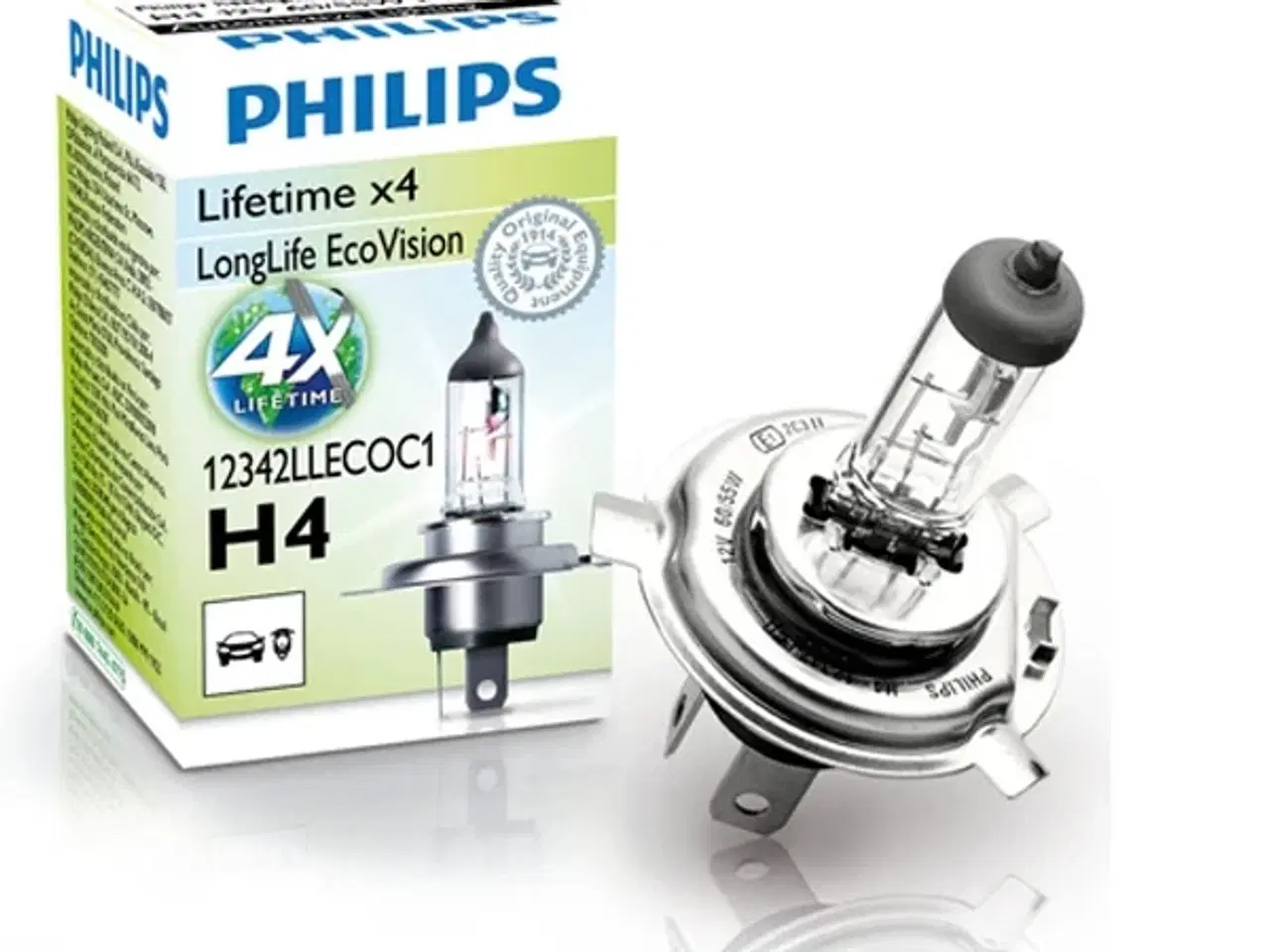 Billede 1 - Philips Longlife EcoVision H4 60/55W 12V - 1 stk.