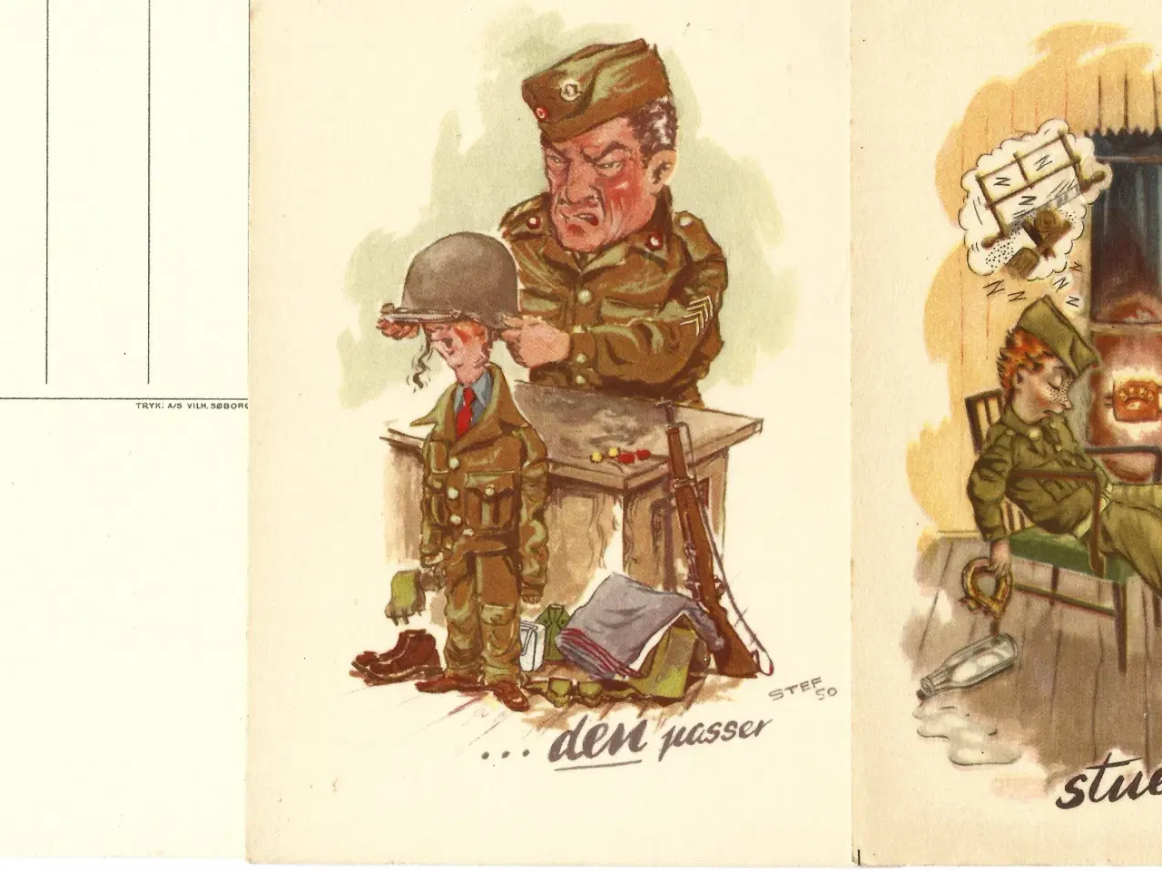Billede 4 - Soldaterpostkort med tegninger af Steff