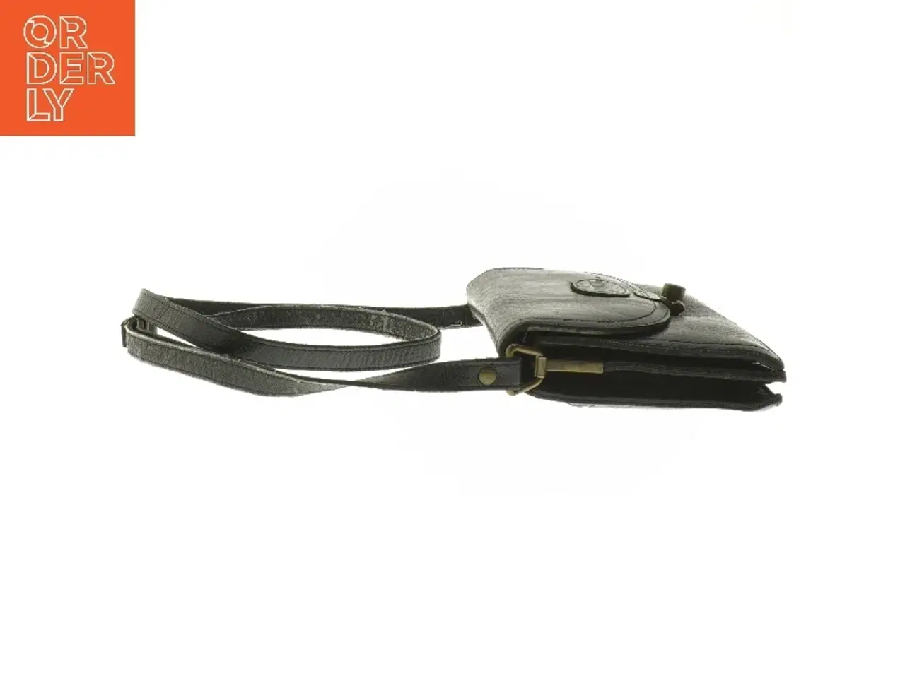 Billede 3 - Sort læder skuldertaske fra Calvini (str. 22x15 cm)