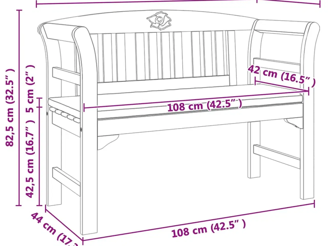 Billede 9 - Bænk Naturlig Olie Finish 114 x 46 x 82,5 cm Massivt Akacietræ