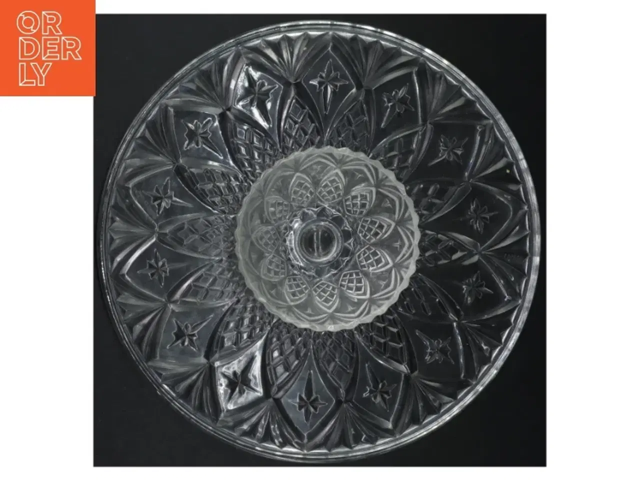 Billede 2 - Glas kagefad med mønster (str. Ø 30 cm)
