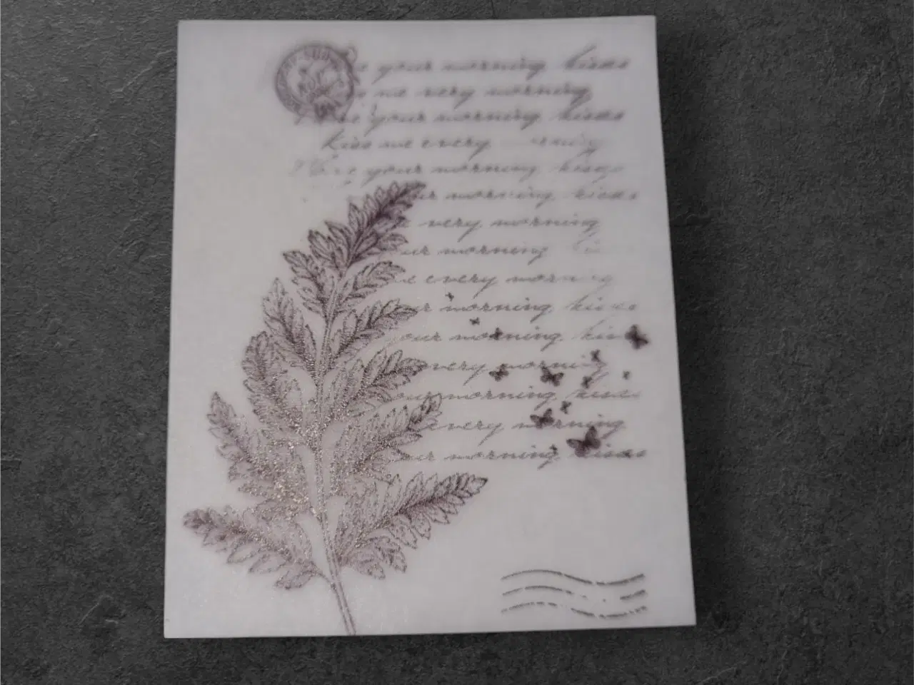 Billede 1 - Vintage papirark med botanisk tryk og tekst