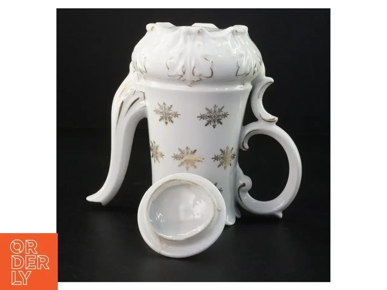 Billede 3 - Antik kaffekande i hvidt porcelæn med guld, Bing & Grøndahl (str. 24 x 13 cm)