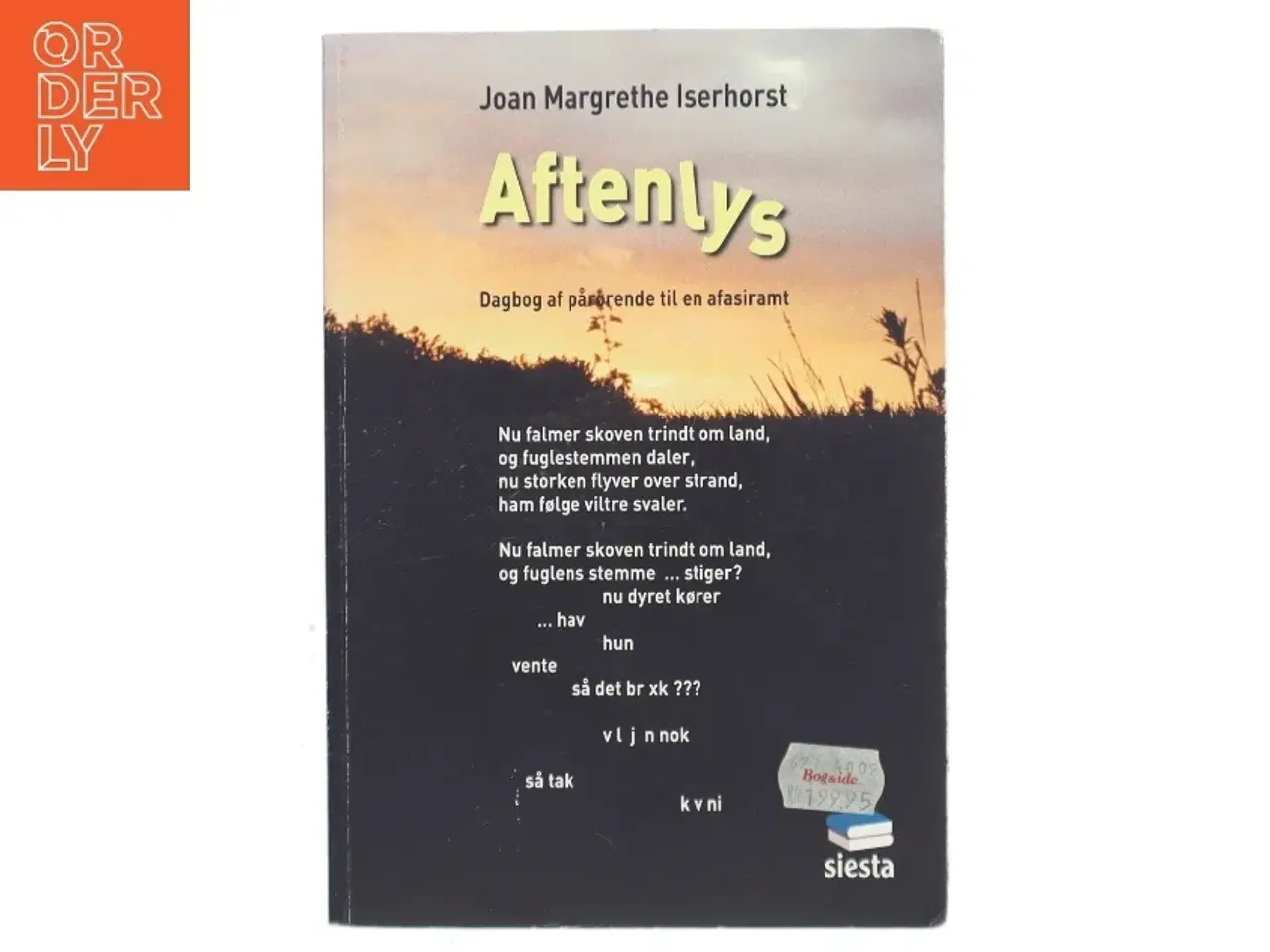 Billede 1 - Aftenlys : dagbog af pårørende til en afasiramt af Joan Iserhorst (Bog)