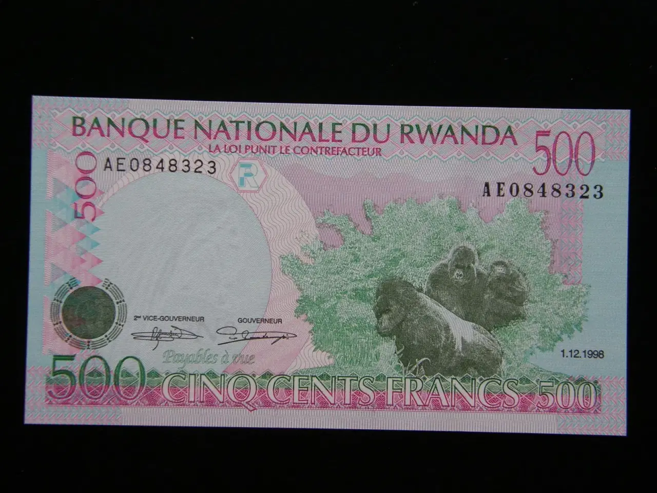 Billede 1 - Rwanda  500 Francs 1998  P26  Unc.