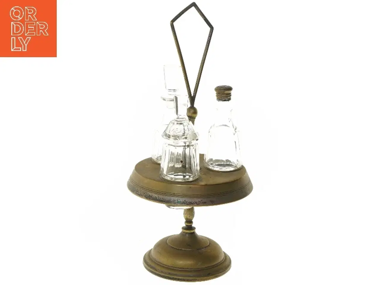 Billede 1 - Antik karafelholder med glasflasker (str. 35 cm)