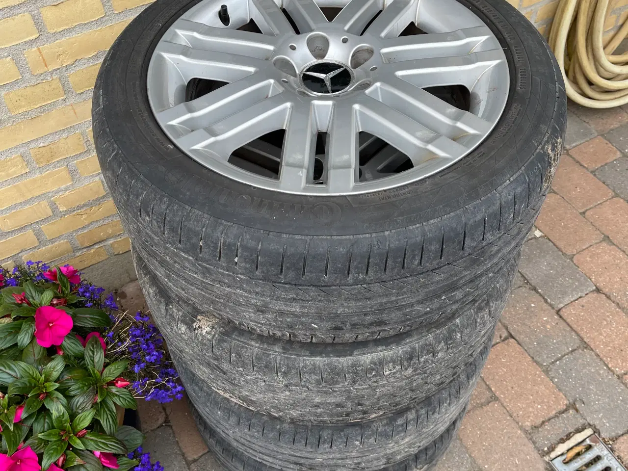 Billede 1 - Mercedes / BBS Alufælge med Continental sommerdæk 