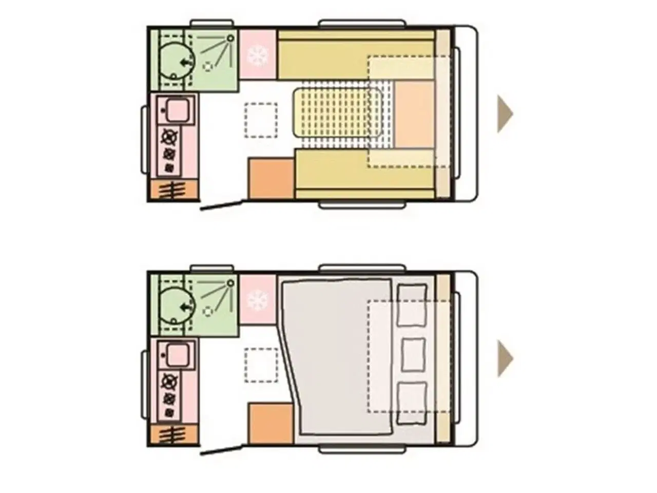 Billede 15 - 2020 - Adria Altea 362 LH   Fortelt: Ventura Vivo luftfortelt, mover, 140 l. køleskab m/ fryser, køkken i bagende, toiletrum m/ bruser, enkeltsenge som kan laves til dobbeltseng