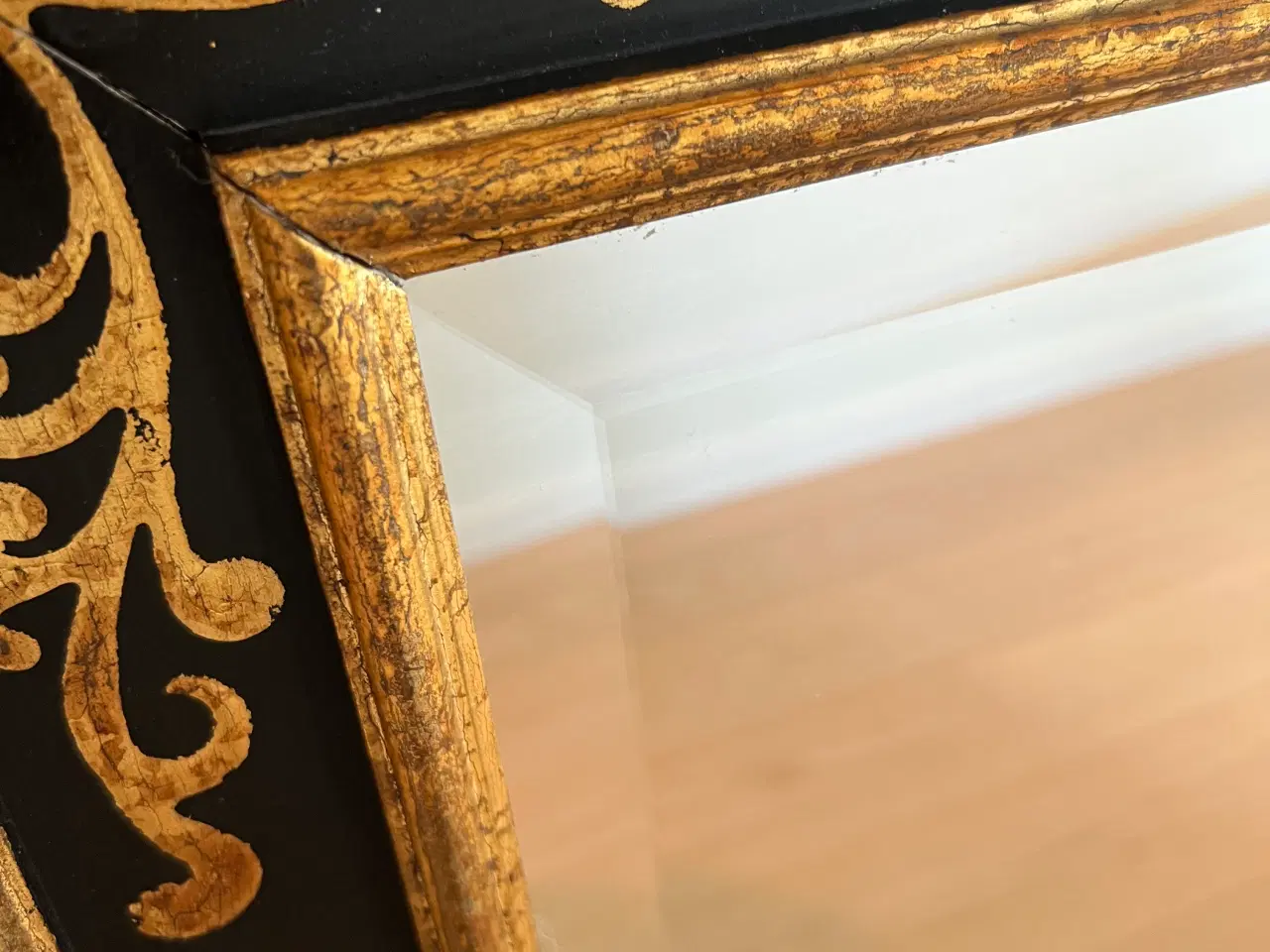 Billede 4 - Spejl sort med guld og facet slebet