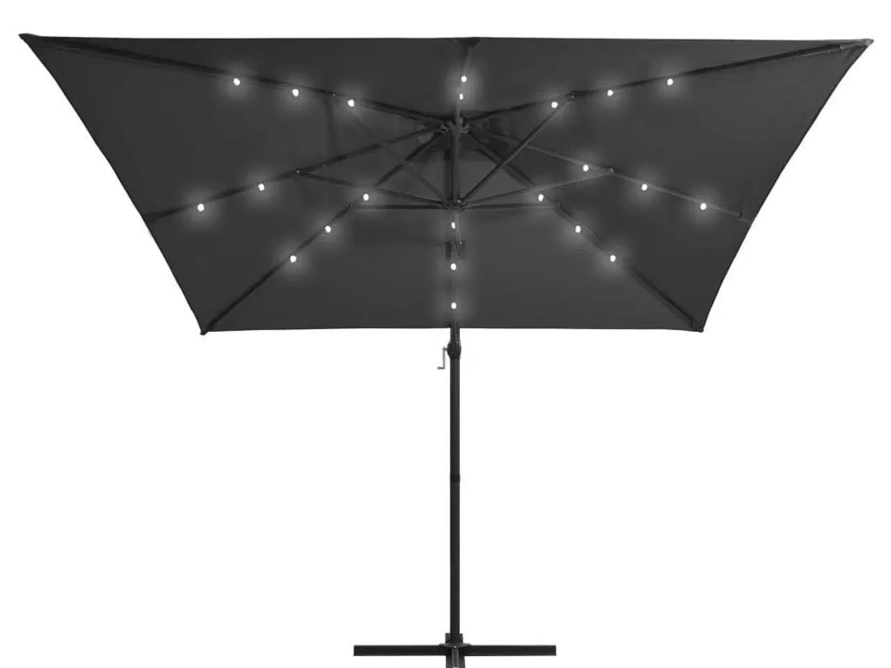 Billede 5 - Hængeparasol med LED-lys og stålstang 250x250 cm antracitgrå