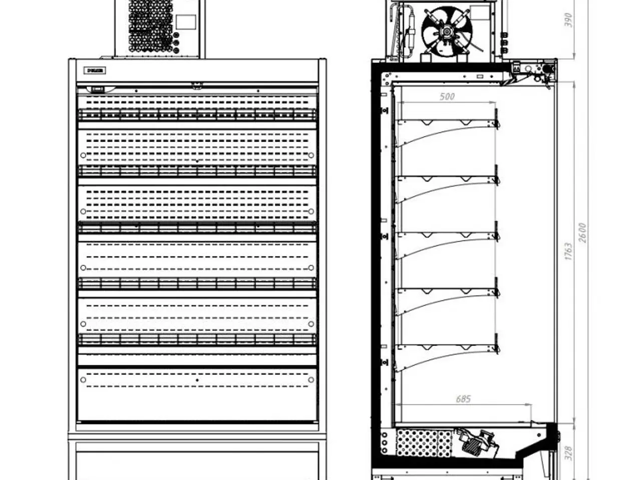 Billede 2 - Vægmonteret display køleskab – 2500x975x2210 mm